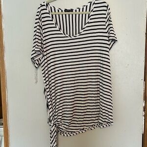 Lane Bryant Black and White Vertical Stripe Top